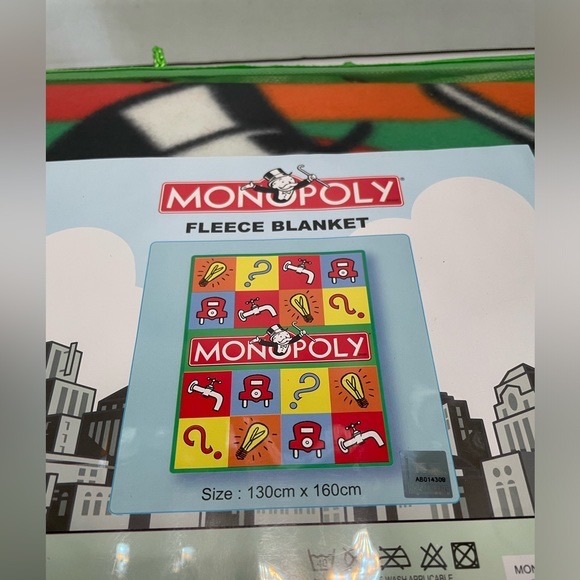 Monopoly Blanket  Monopoly Board Game Fleece Blanket Mr. Monopoly Blanket Game - Picture 2 of 2